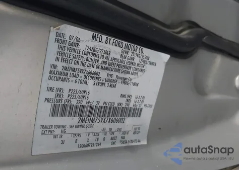 2007 Mercury Grand Marquis Ls from USA, damaged, VIN 2MEHM75VX7X606002